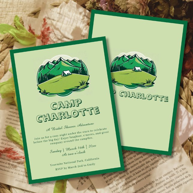 Retro Green Camp Bride Bridal Shower Invitation (Creator Uploaded)