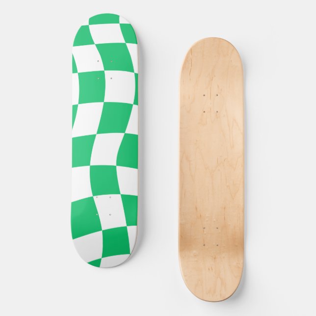 Retro Green Chequered Skateboard (Front)