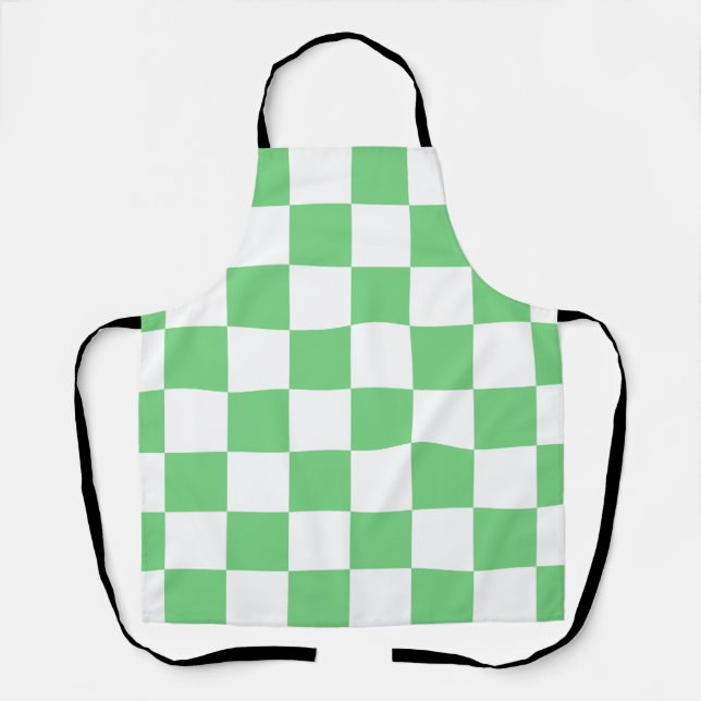 Retro Green Chessboard Chequerboard Tile Y2K  Apron (Front)
