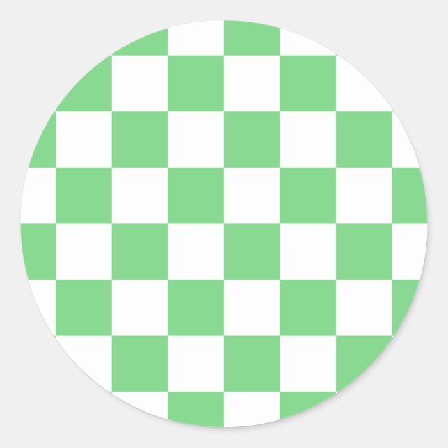 Retro Green Chessboard Chequerboard Tile Y2K  Classic Round Sticker (Front)