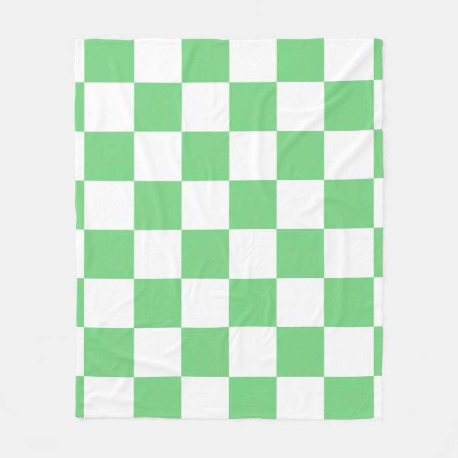 Retro Green Chessboard Chequerboard Tile Y2K  Fleece Blanket (Front)