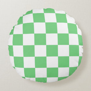 Retro Green Chessboard Chequerboard Tile Y2K  Round Cushion