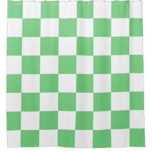 Retro Green Chessboard Chequerboard Tile Y2K  Shower Curtain
