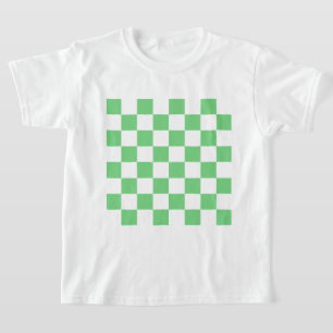 Retro Green Chessboard Chequerboard Tile Y2K  T-Shirt