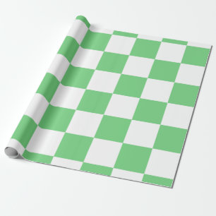 Retro Green Chessboard Chequerboard Tile Y2K  Wrapping Paper