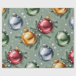 Retro Green Christmas Wrapping Paper