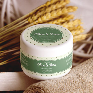 Retro Green Circle Cosmetics Jar Lid Label