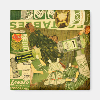 Retro green collage magnet