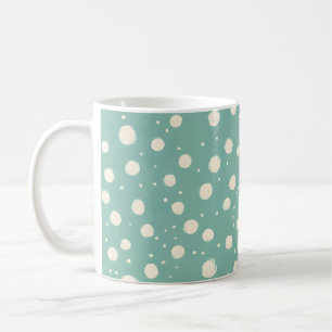 Retro Green Colors Polka Dots Boho Vintage Style Coffee Mug