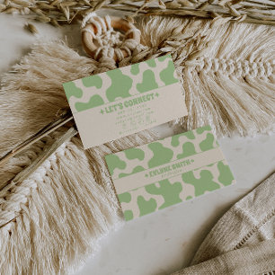 Retro Green Cream 70s Boho Groovy Funky Trendy Business Card