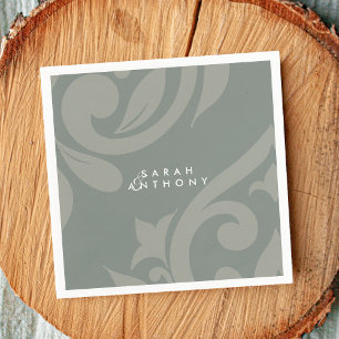 Retro Green Damask Elegant Classic Wedding Napkin