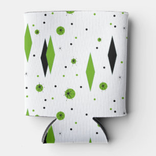 Retro Green Diamonds & Starbursts Can Cooler