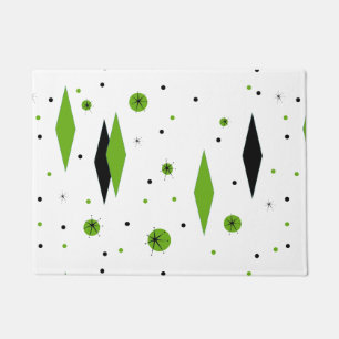 Retro Green Diamonds & Starbursts Door Mat