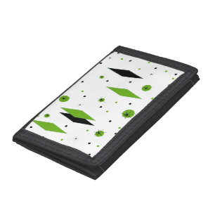 Retro Green Diamonds & Starbursts Nylon Wallet