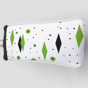 Retro Green Diamonds & Starbursts Putter Cover