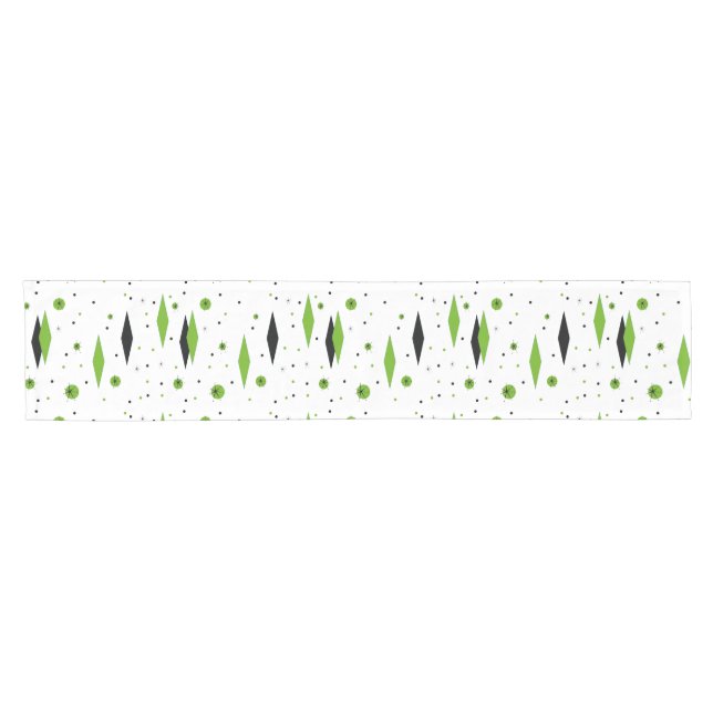 Retro Green Diamonds & Starbursts Table Runner (Horizontal)