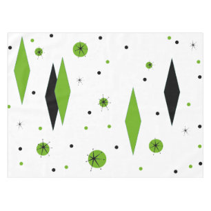 Retro Green Diamonds & Starbursts Tablecloth