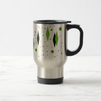 Retro Green Diamonds & Starbursts Travel Mug