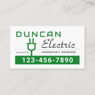 Retro Green Electric Power Plug Business Card