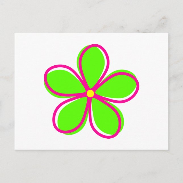 Retro Green Flower Postcard (Front)