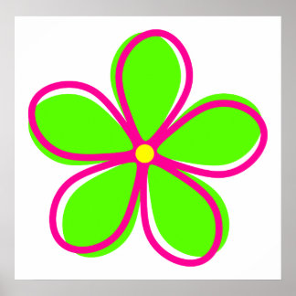 Retro Green Flower Poster
