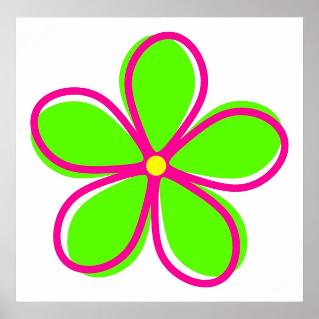 Retro Green Flower Poster (Front)