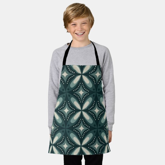 Retro Green Geometric Pattern Apron (Worn)