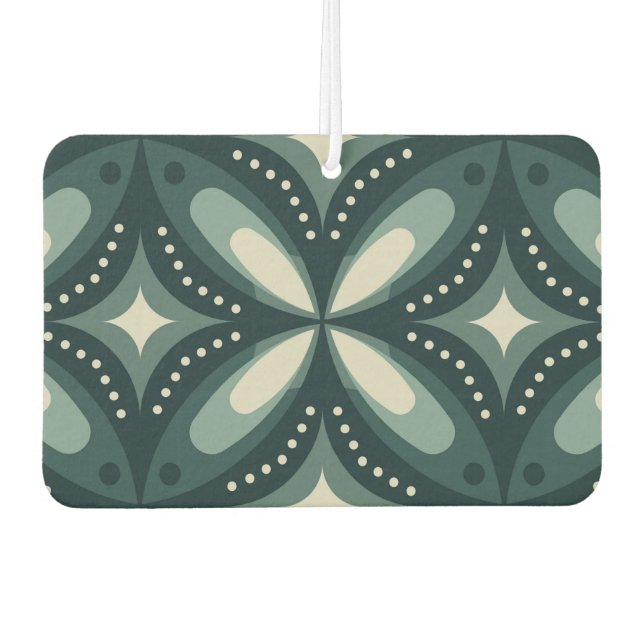 Retro Green Geometric Pattern Car Air Freshener (Front)