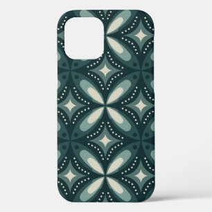 Retro Green Geometric Pattern iPhone 12 Case