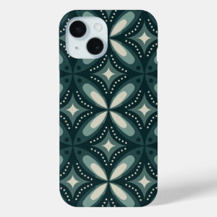 Retro Green Geometric Pattern iPhone 15 Case