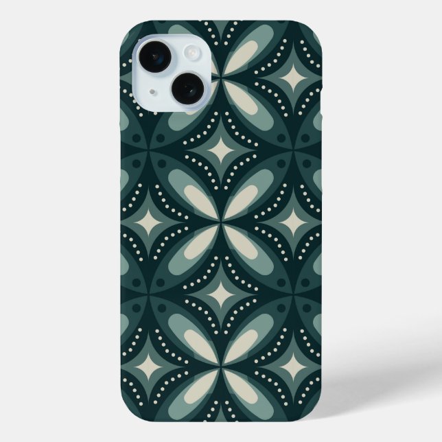 Retro Green Geometric Pattern Case-Mate iPhone Case (Back)