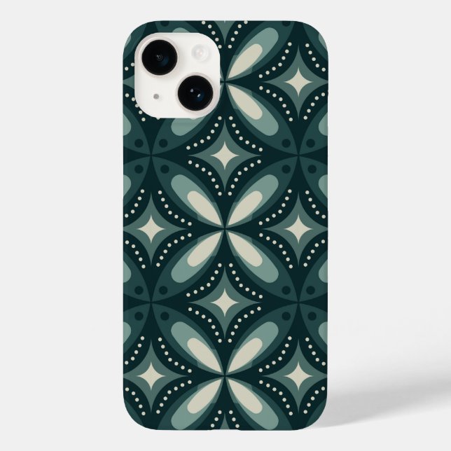 Retro Green Geometric Pattern Case-Mate iPhone Case (Back)