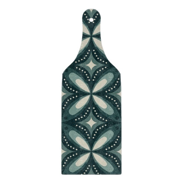 Retro Green Geometric Pattern Cutting Board (Front)