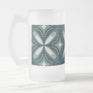 Retro Green Geometric Pattern Frosted Glass Beer Mug