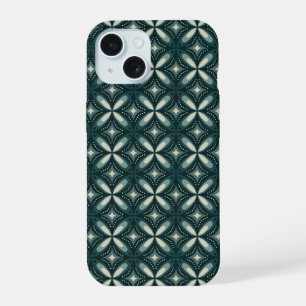 Retro Green Geometric Pattern iPhone 15 Case