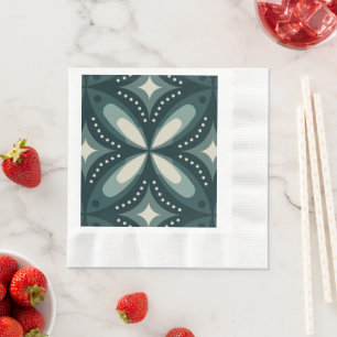 Retro Green Geometric Pattern Napkin