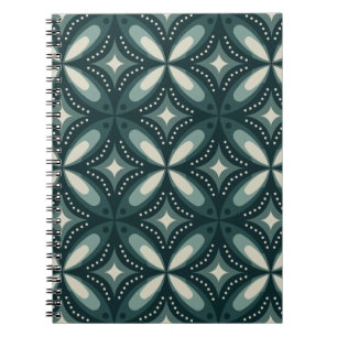 Retro Green Geometric Pattern Notebook