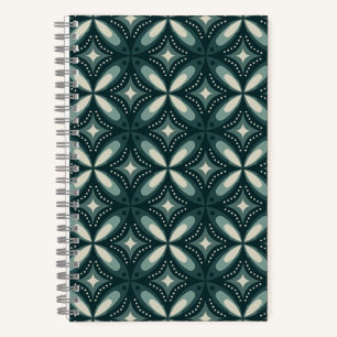 Retro Green Geometric Pattern Notebook