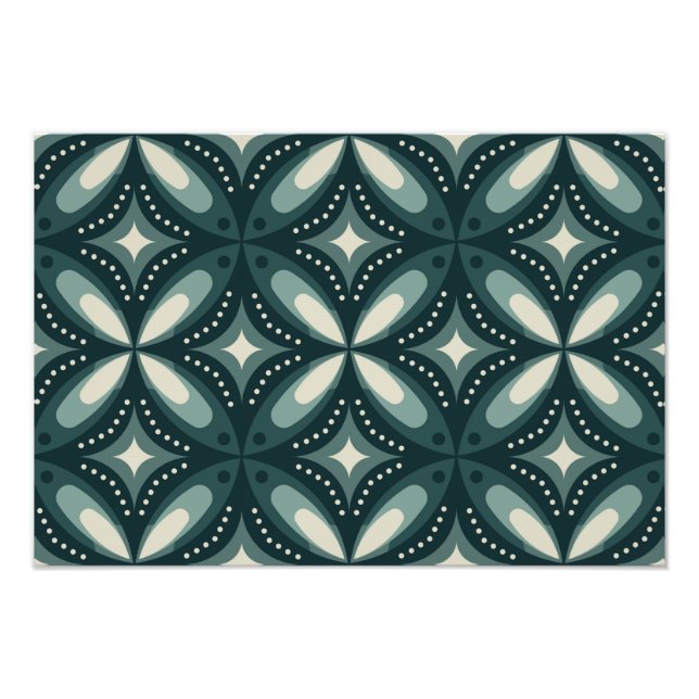 Retro Green Geometric Pattern Photo Print (Front)