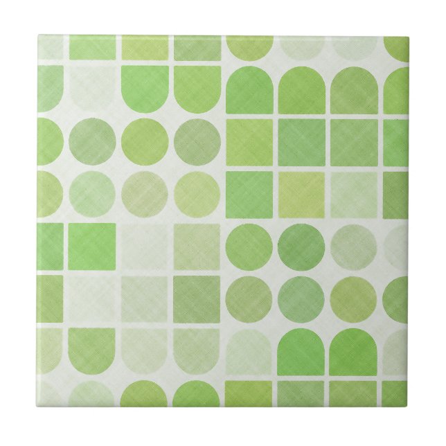 Retro Green Geometric Pattern Tile (Front)