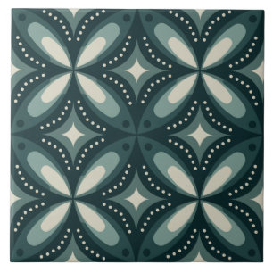 Retro Green Geometric Pattern Tile
