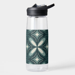 Retro Green Geometric Pattern Water Bottle