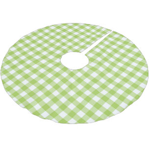 Retro Green Gingham Plaid Checks Chequered Brushed Polyester Tree Skirt