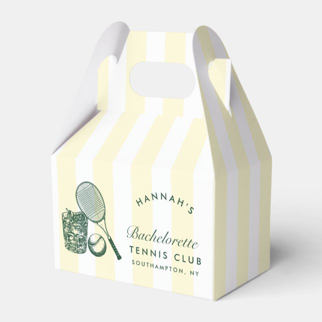 Retro Green Last Swing Before The Ring Tennis Bach Favour Box (Front Side)