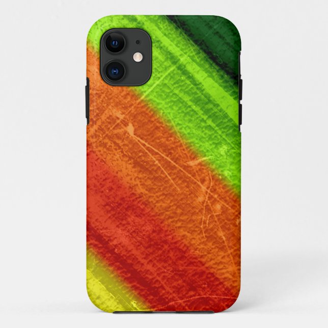 Retro green lime orange red yellow grunge stripes Case-Mate iPhone case (Back)