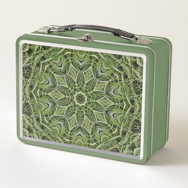 Retro Green Mandala Lunch Box (Front)