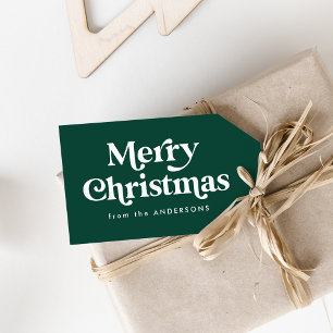 Retro Green Merry Christmas Gift Tags