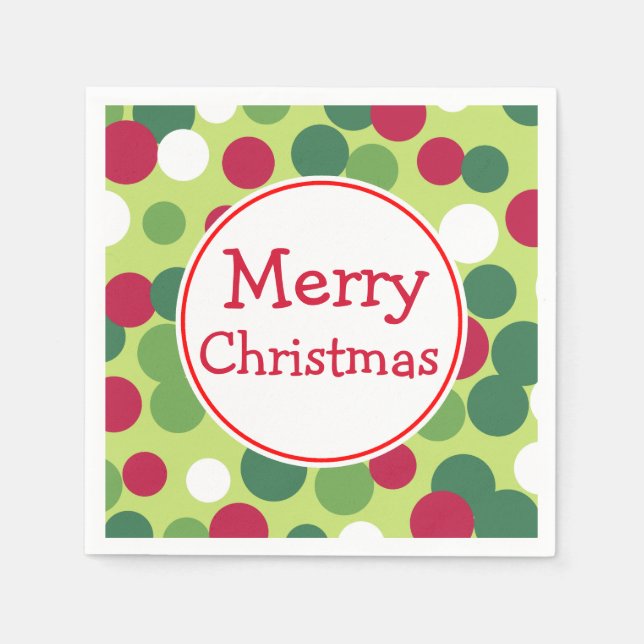 Retro Green Merry Christmas Party Napkins (Front)