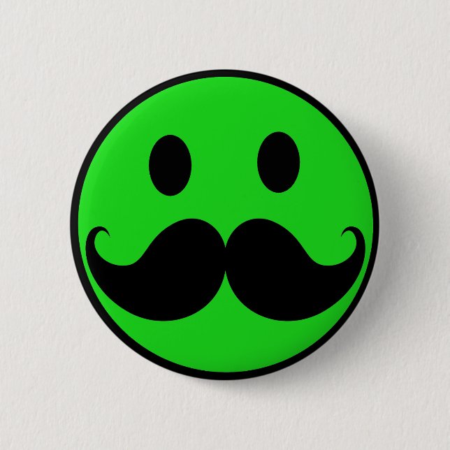 Retro Green Moustache Moustache Stache 6 Cm Round Badge (Front)