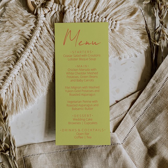 Retro Green Orange Hand Written Wedding Menu (Creator Uploaded)